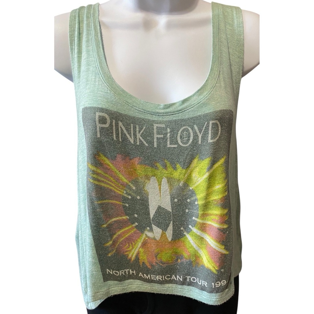 Pink Floyd North American Tour 1994 Crop Tank Top L Project Karma Green Heather